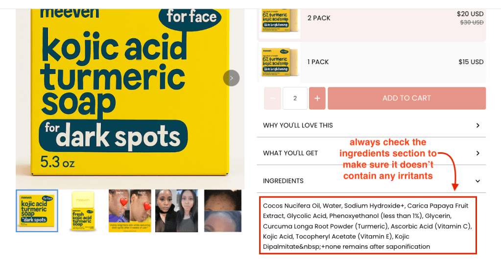 kojic acid soap for sensitive skin